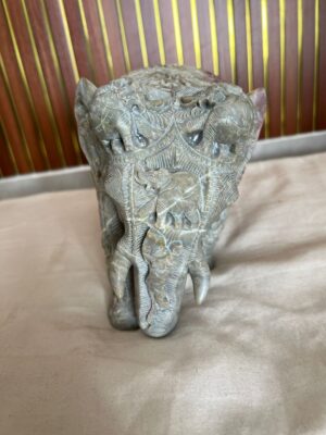 Hand-Carved Soft Stone Elephant Sculpture – 6 Inch