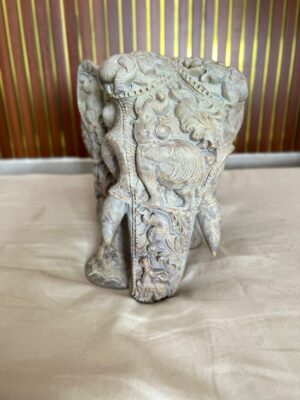 Hand-Carved Soft Stone Elephant Sculpture – 8 Inch